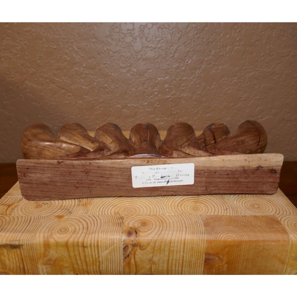 Wood Hand Carved Kwanza Kinara 7 Branches Candle Holder - Picture 5 of 16